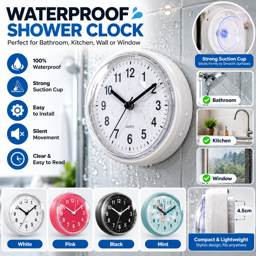 Waterproof shower clock - shower,