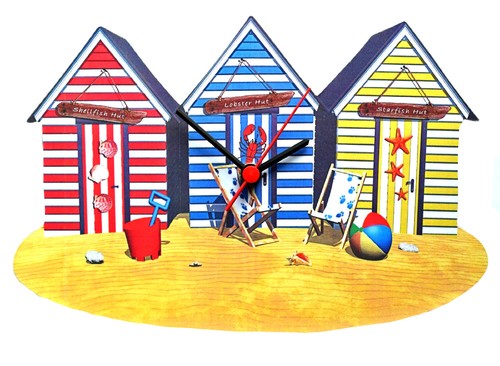 Beach hut clock - beach,