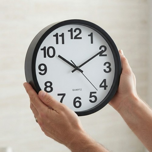 Black round wall clock inch - round,