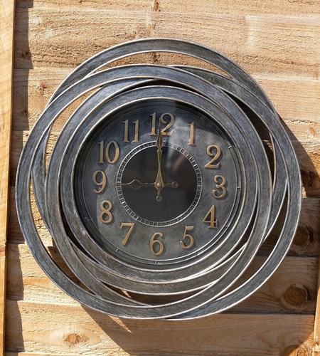 Silver garden wall clock large - garden,