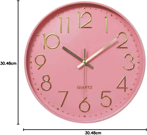 New silent pink wall clock - silent,