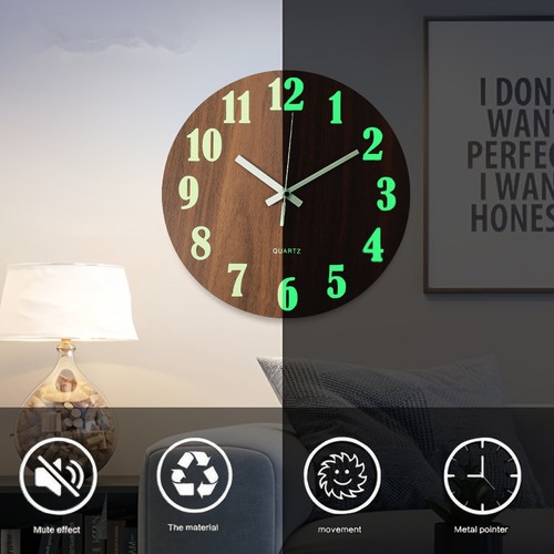 Round luminous wall clock - 12",