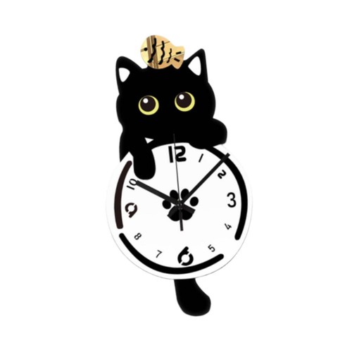 Cat wall clock compact stylish - cat,