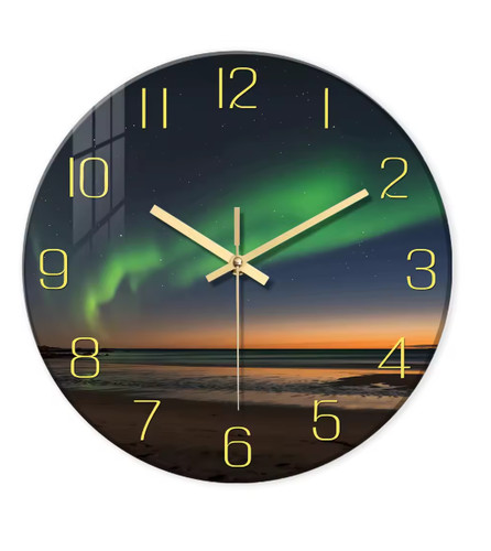 Beach aurora glass wall clock - beach,